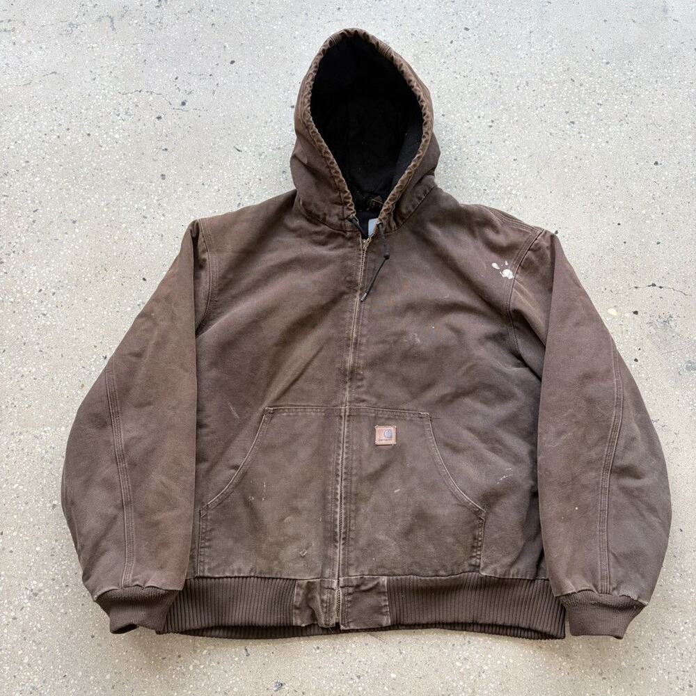 Vintage Y2k Carhartt Brown Workwear Hooded Jacket